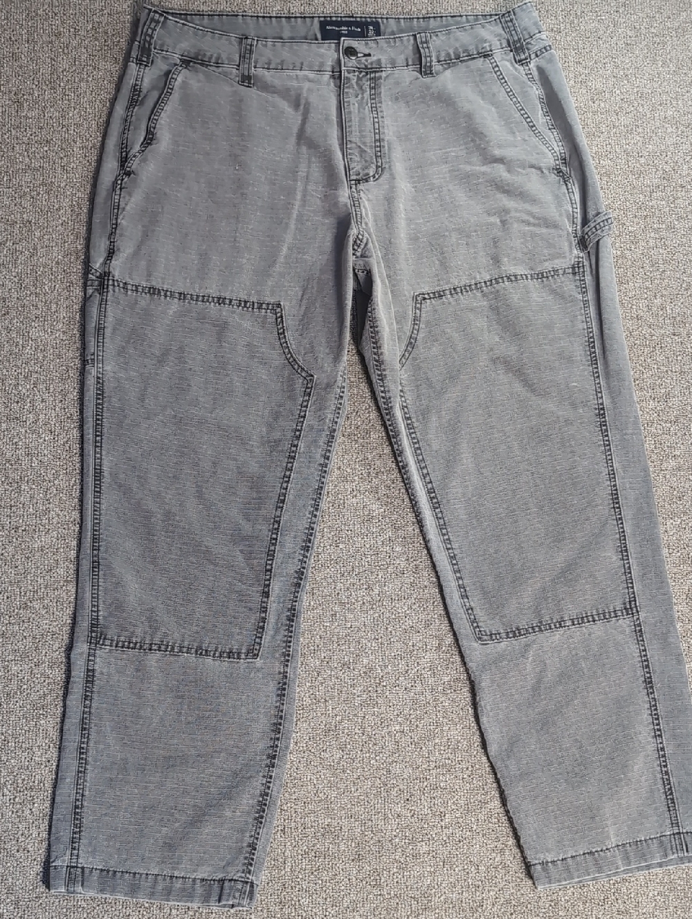 Abercrombie & Fitch Double Knee Rip-Stop Carpenter Pants Size 36x32 in Gray